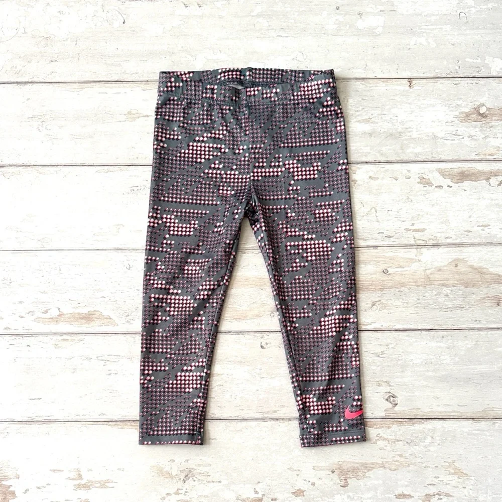 Nike Size 3T Girls Athletic Leggings Gray Pink Just Do It Size 3 Grey Kids Pants